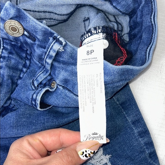 Royalty For Me Blue Jean Shorts High-Waisted Cuffed size 8 - Picture 5 of 8